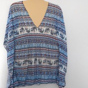 Shear kimono style top, size L, (091)